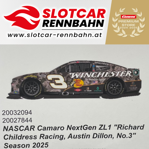 32094 Carrera Digital 132 NASCAR Camaro NextGen ZL1 'Richard Childress Racing Austin Dillon Nr.3 Saison 2025
